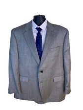 Lauren Ralph Lauren Sport Coat Mens 48R Gray Silk Wool Herringbone Blazer