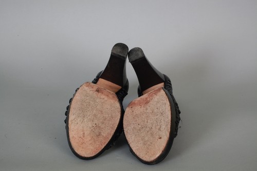 JOAN & DAVID : 7 : Black Leather Woven Peep Toe Netted Pumps Heels Cjyamina  - Picture 7 of 7