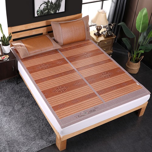 Chinese bamboo bed mat cool feeling rattan double faces thin bed cover