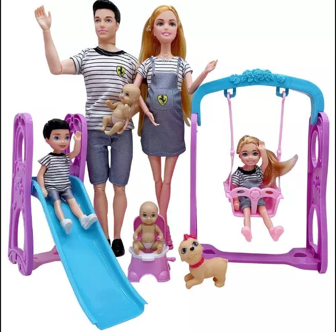 Barbie Happy Family Pregnant Mom Midge Doll Set - Dad, Girl, and Baby Toys  for