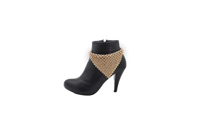 Women Shiny Gold Metal Boot Chain Band Bracelet Shoe Bling Bandanna Charm Anklet