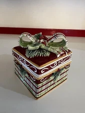 Fitz and Floyd Christmas "Dear Santa" Candy Trinket Box Lid