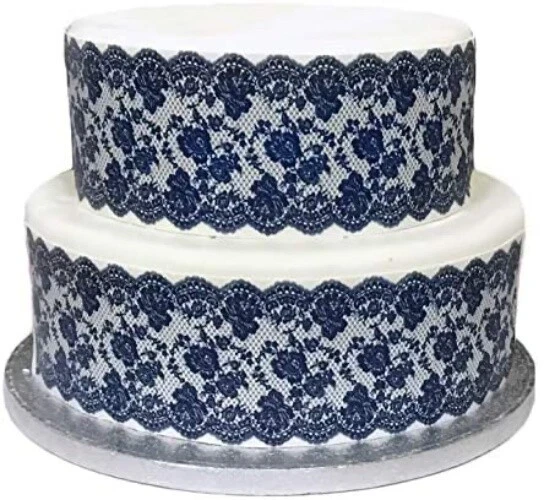 Spitze Tortenband Tortenbild Party Deko Geburtstag rot Hochzeit schwarz essbar - Bild 3 von 4