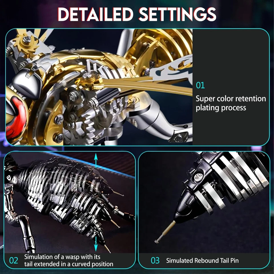 3D Metal Puzzles, Metal Model Kits for Adults Wasp Mechanical,Steel 3D Puzzle... - Image 4 of 4