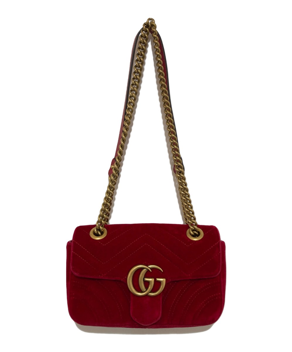 GUCCI GG Marmont velvet chain shoulder bag 446744 red | eBay