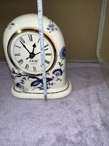 JONAL QUARTZ MANTLE CLOCK Delft Blauw BLUE Color FLORAL DESIGN For Parts - Picture 7 of 7