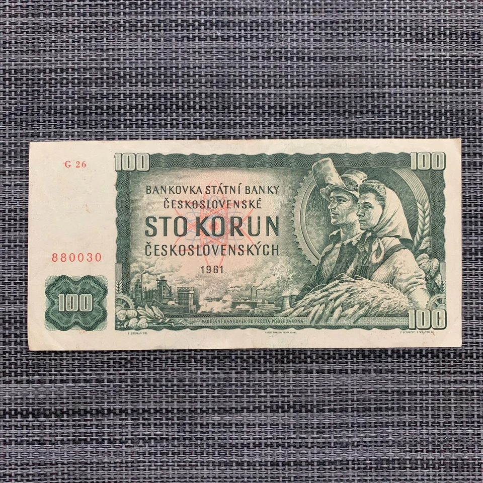 Billete de 100 coronas de Checoslovaquia 1961 moneda checoslovaca billete de papel moneda Foto 2 de 4