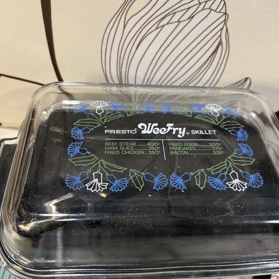 Presto WeeFry Electric Skillet Glass Floral Lid Works Vintage RV Small