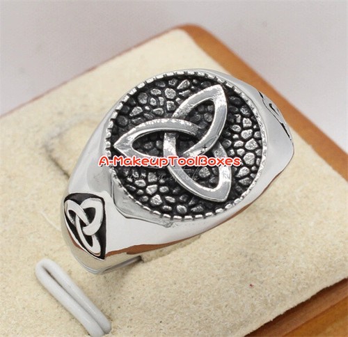 Men's Stainless Steel Celtic Triquetra Trinity Knot Finger Ring 7-12# J573 - Picture 2 of 2