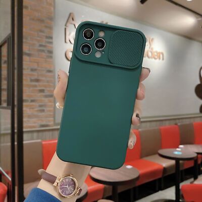 For iPhone 16 Pro Max 15 13 12 11 XR 7 8 Camera Lens Slide Protection TPU Case