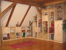 Eckregal Bücherregal Regalsystem Massivholz Kiefer natur flexibel & erweiterbar