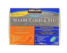Kirkland Signature Severe Cold & Flu Plus Congestion Caps, 168 Ct EXPIRE 01/2027