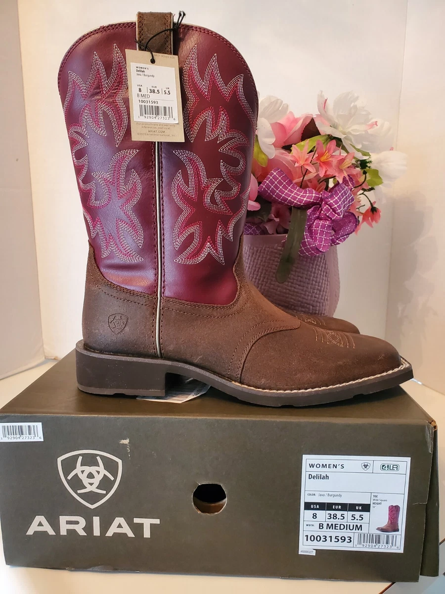 Ariat Women s Delilah Western Boot Broad Square Toe 10031593 Size 8 BM