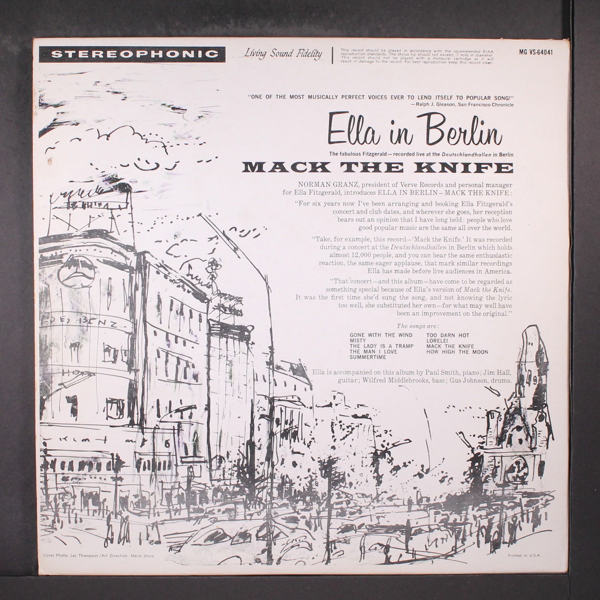 独LP Ella Fitzgerald Mack The Knife (The Complete Ella In Berlin) MGV4041 Verve Records /00260 Ella Fitzgerald: Mack The Knife - Ella In Berlin LP - Verve
