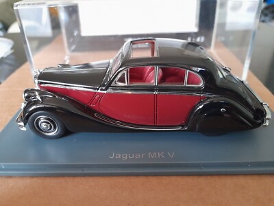 JAGUAR MK V 1/43 AUTO MODELL VON NEO MODELLE IN KASTANIENBRAUN/SCHWARZ