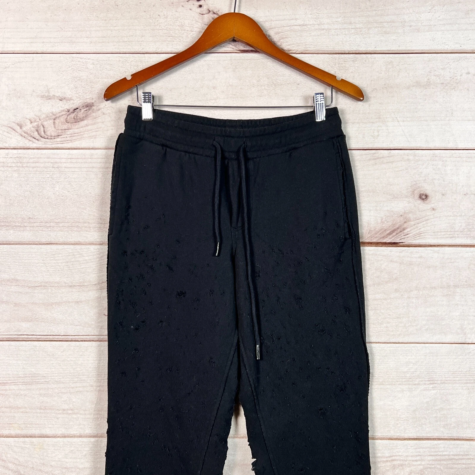 alo-yoga fierce pull on jogger drawstring distressed knit sweatpants
