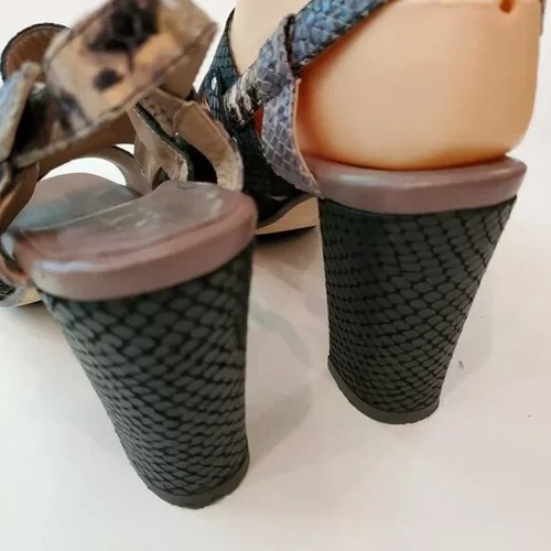 Anyi Lu Sandals Sz 36.5/6 3.5" Heel slingback Mixed Animal Print textures Python - Picture 2 of 5