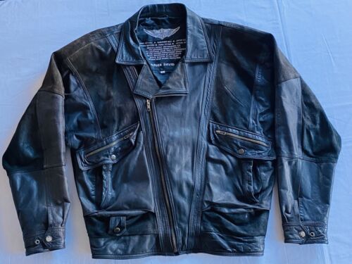 ROGER DAVID R.D Motorcycle Riders Black Leather Motorbike Biker Jacket Size XL - Picture 1 of 9