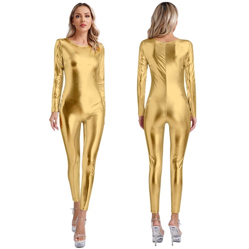 iEFiEL Body Mujer Brillante Traje de Cuerpo Completo Slim Fit Mono Elástico Catsuit - Imagen 157 de 188