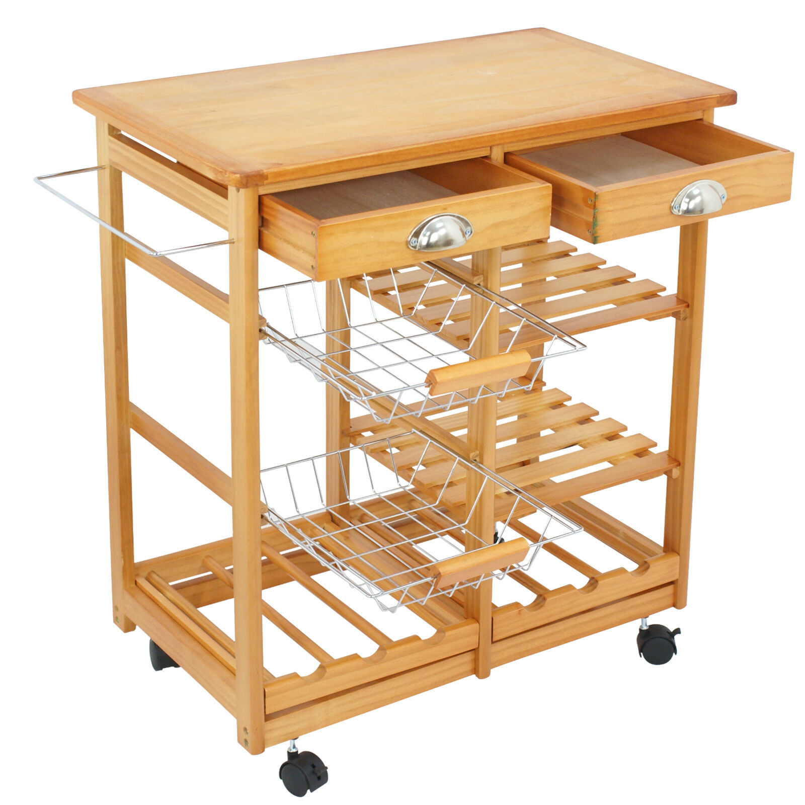 Wooden Kitchen Utility Island Cart W Shelves Drawers Trolley Storage Rack For Sale Online