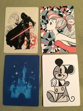 4 Disney Postcards Set  Disney Rewards Special Edition Artwork Tinkerbell Mickey