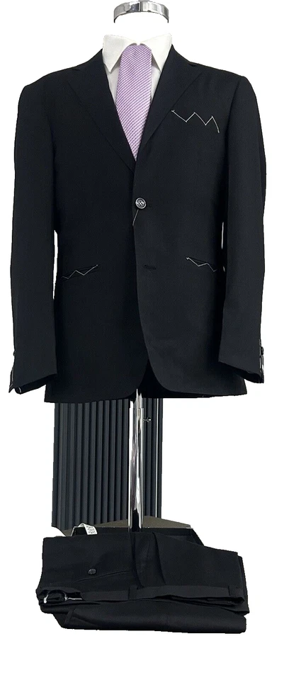 Traje Para Hombre Negro Calce Ajustado Dr.7 Lana Tasmania 46 48 50 52 54 56 58 Otoño Invierno Foto 3 de 4