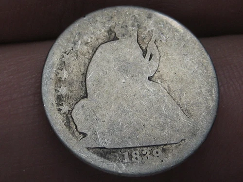 1839 Seated Liberty Silver Dime- Lowball, Heavily Worn