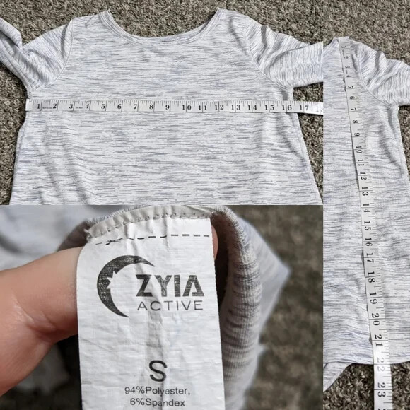 Zyia heathered grey open split back long sleeve t… - image 7