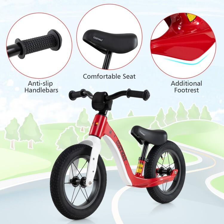 12'' Kids Balance Bike Adjustable Seat Rotatable Handlebar Magnesium Alloy Frame