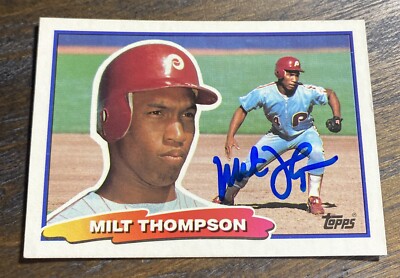 1988 TOPPS BIG CARDS Milt Thompson #2  Philadelphia Phillies Signed Autographed