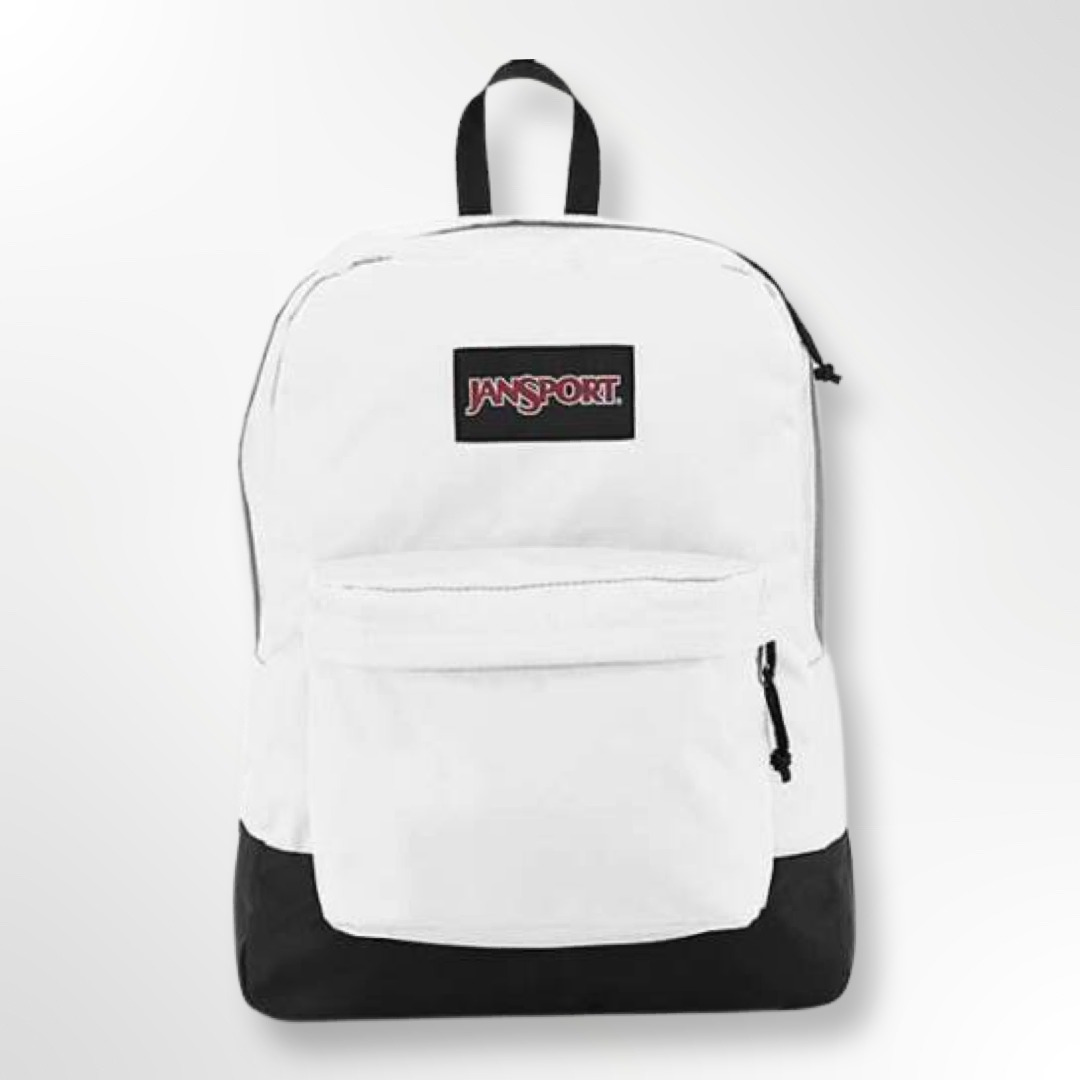 JANSPORT SuperBreak CLASSIC WHITE Backpack School Bag with Water Bottle Pocket