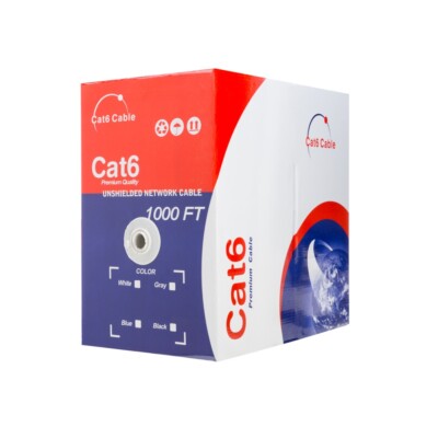 1000FT 500FT CAT6 CCA Cable 23AWG Bulk Solid Network Wire White Blue Gray Black