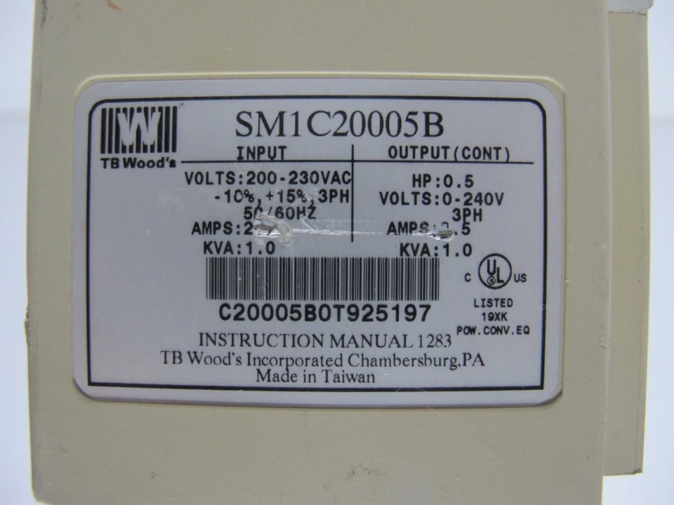 Unidad de CA Wood's SM1C20005B E-Trac 0,5 HP 240 V 1 kVA 1/2 HP 230 V *sin cubierta Foto 3 de 4
