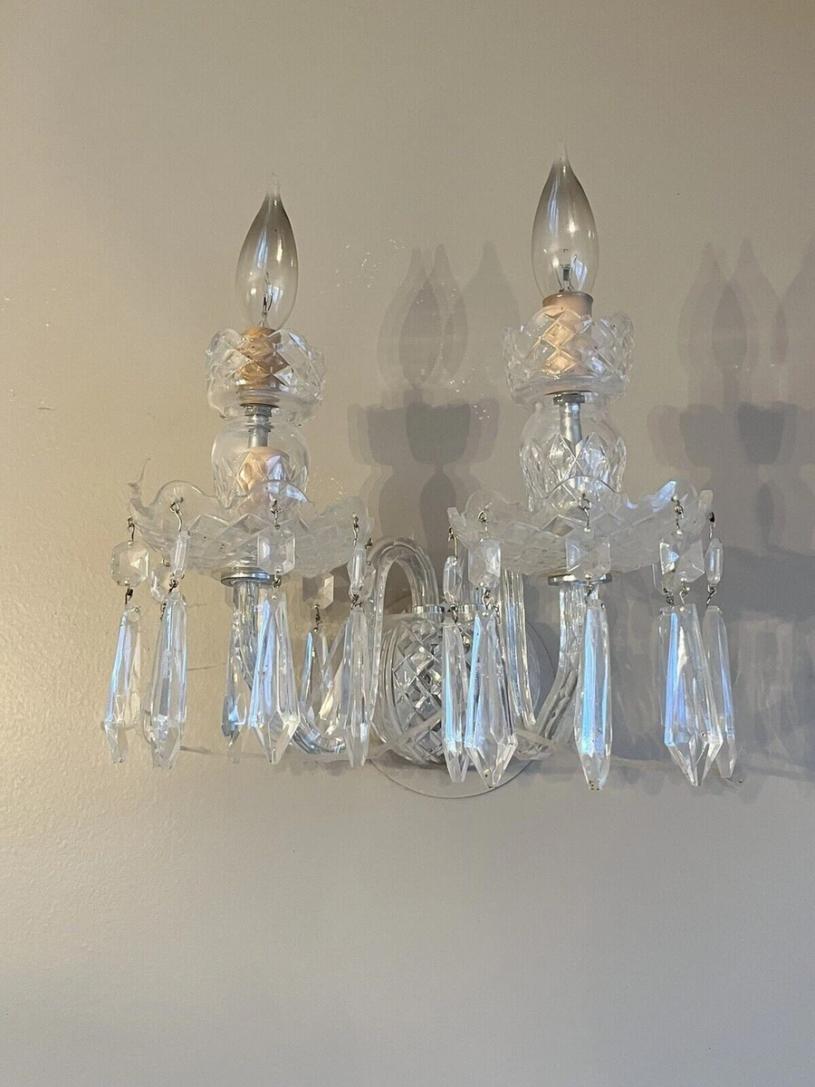 WATERFORD crystal cut double arm wall Sconce NEEDS REPAIR READ DESCRIPTION