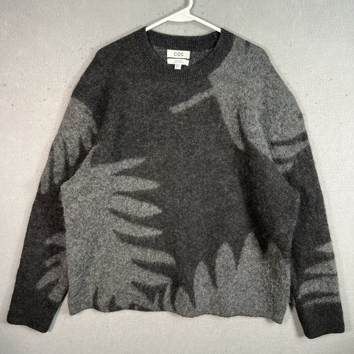 COS Alpaca Blend Sweater Adult XL Relaxed Fit Gray Palm Leaves Pullover Mens
