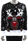 JUMPER Ladies BLACK Knit Fabric Rudolph Reindeer CHRISTMAS Novelty Sweater | 42"