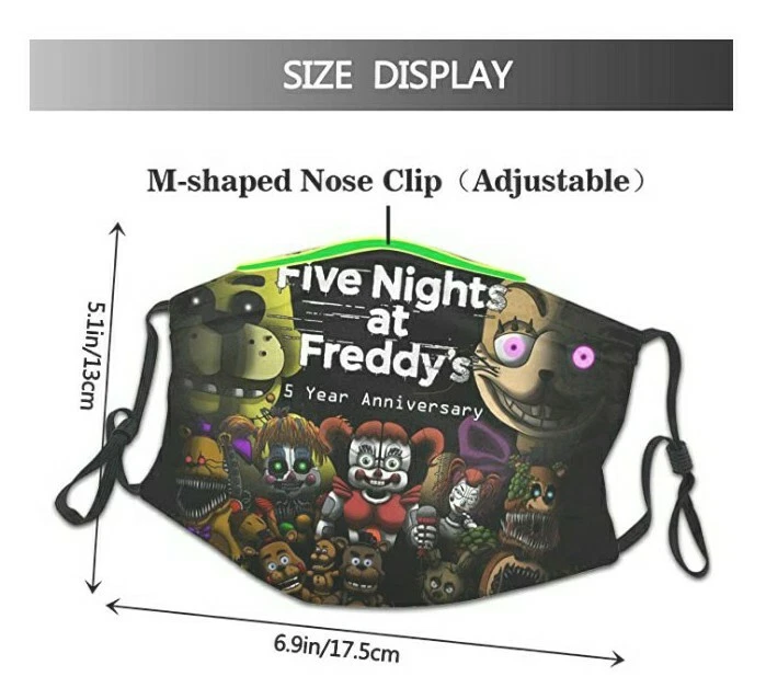 Tietouxiaozi Five Nights  Freddy's Bear Boys and Girls Half Face Cover Reusable - Image 2 of 4