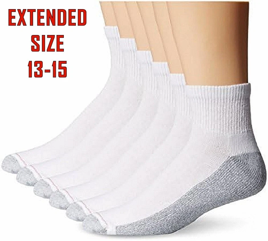 12 Pairs BIG Mens Shoe Cushioned Ankle Socks Med Weight 12-15 Shoe USA Made