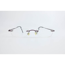 Rimless Eyeglasses Frames RA104B Red Burgundy 48-17-150 Rectangular Minimalist