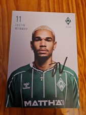 WERDER BREMEN AUTOGRAMMKARTE JUSTIN NJINMAH SAISON 25/26 ORIGINAL SIGNIERT