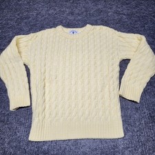 Kitestrings Vintage Kids Yellow Cotton Cable Knit Crewneck Sweater 5/6 USA