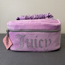 NWT Juicy Couture VELOUR Makeup Case Pink Luxurious Rhinestone Top Handle