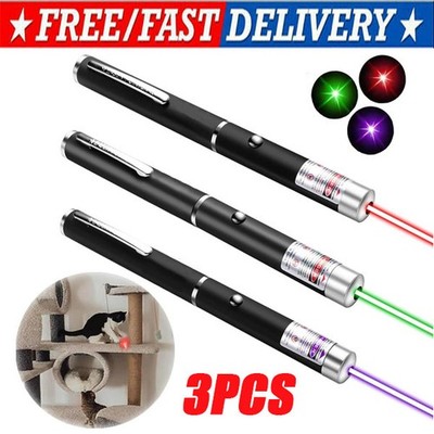 3 Packs 900Mile Laser Pointer Pen Green Blue Red Light Visible Beam Lazer