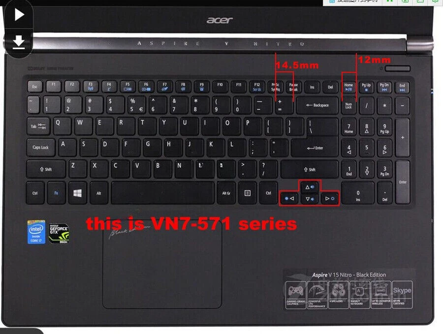 Keyboard Skin Cover for Acer Aspire V15 Nitro,VN7-571G,VN7-571,VN7-591,VN7-591G - Image 3 of 4