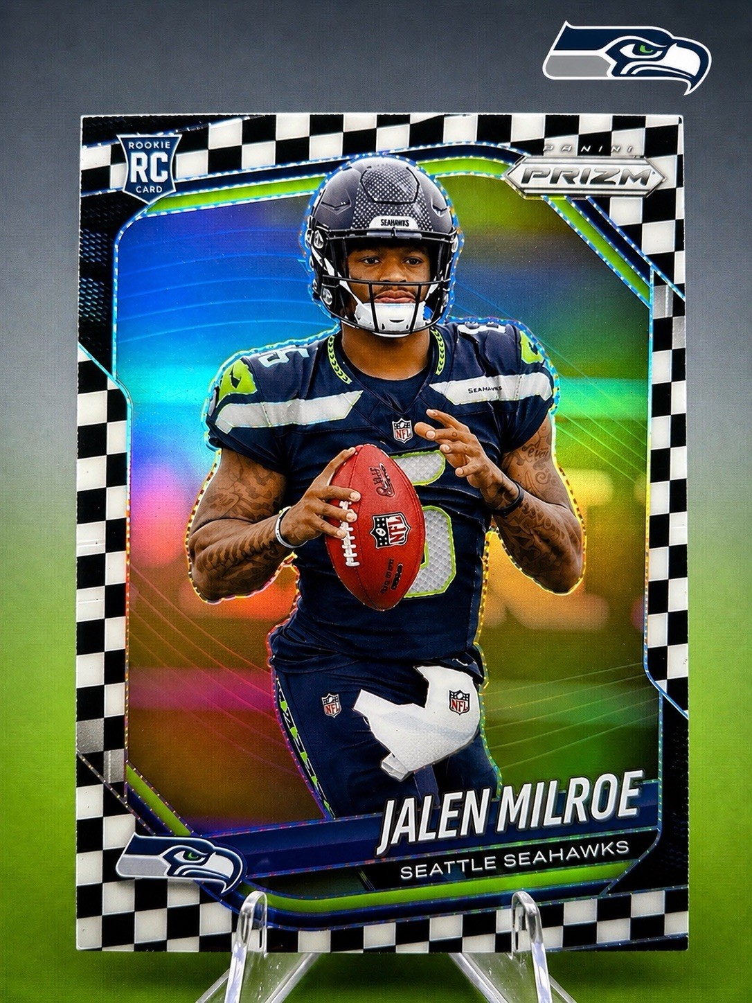 Jalen Milroe 2025 Panini Prizm #317 Black & White Checkerboard Prizm RC SSP