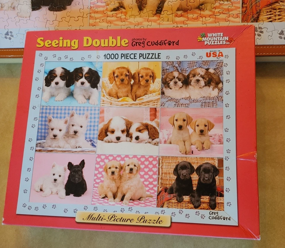 SEEING DOUBLE 1000 pc White Mountain puzzle 2008 Complete! Rare! Adorable! #5115 - Image 2 of 4