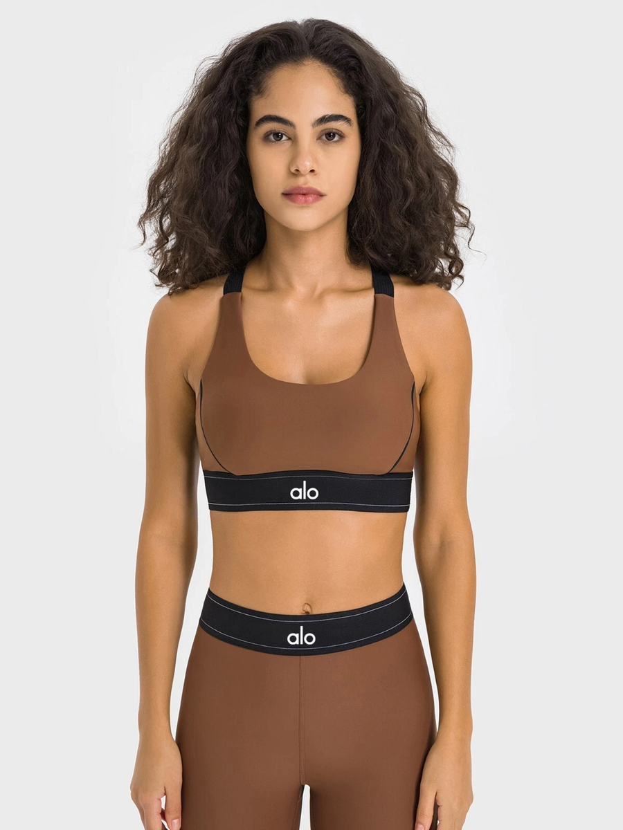 ALO YOGA Women's Brown 2-Piece Set Sports Bra & Leggings Outfit