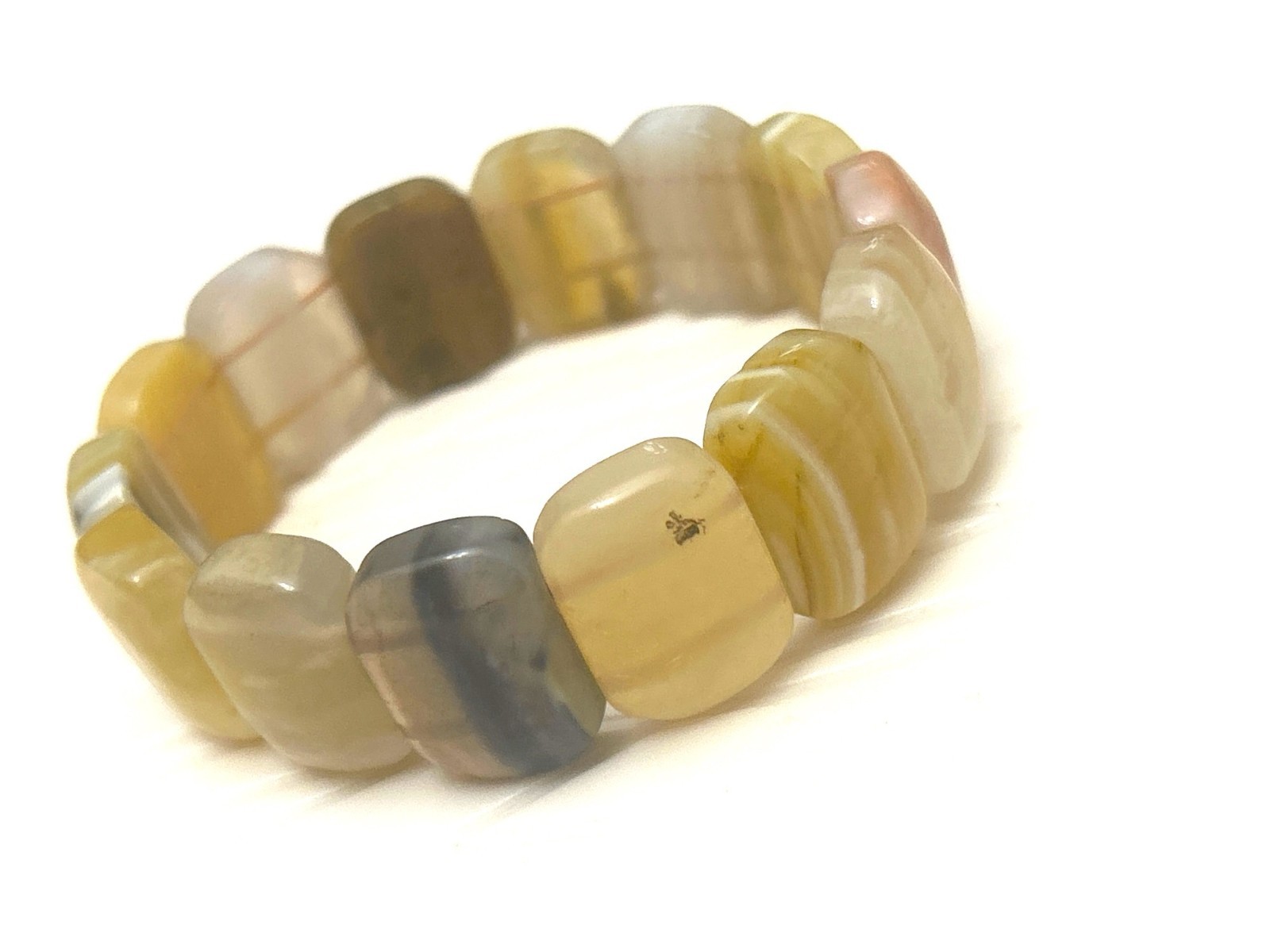 Yellow Agate Bracelet Rectangular Polished Natura… - image 7