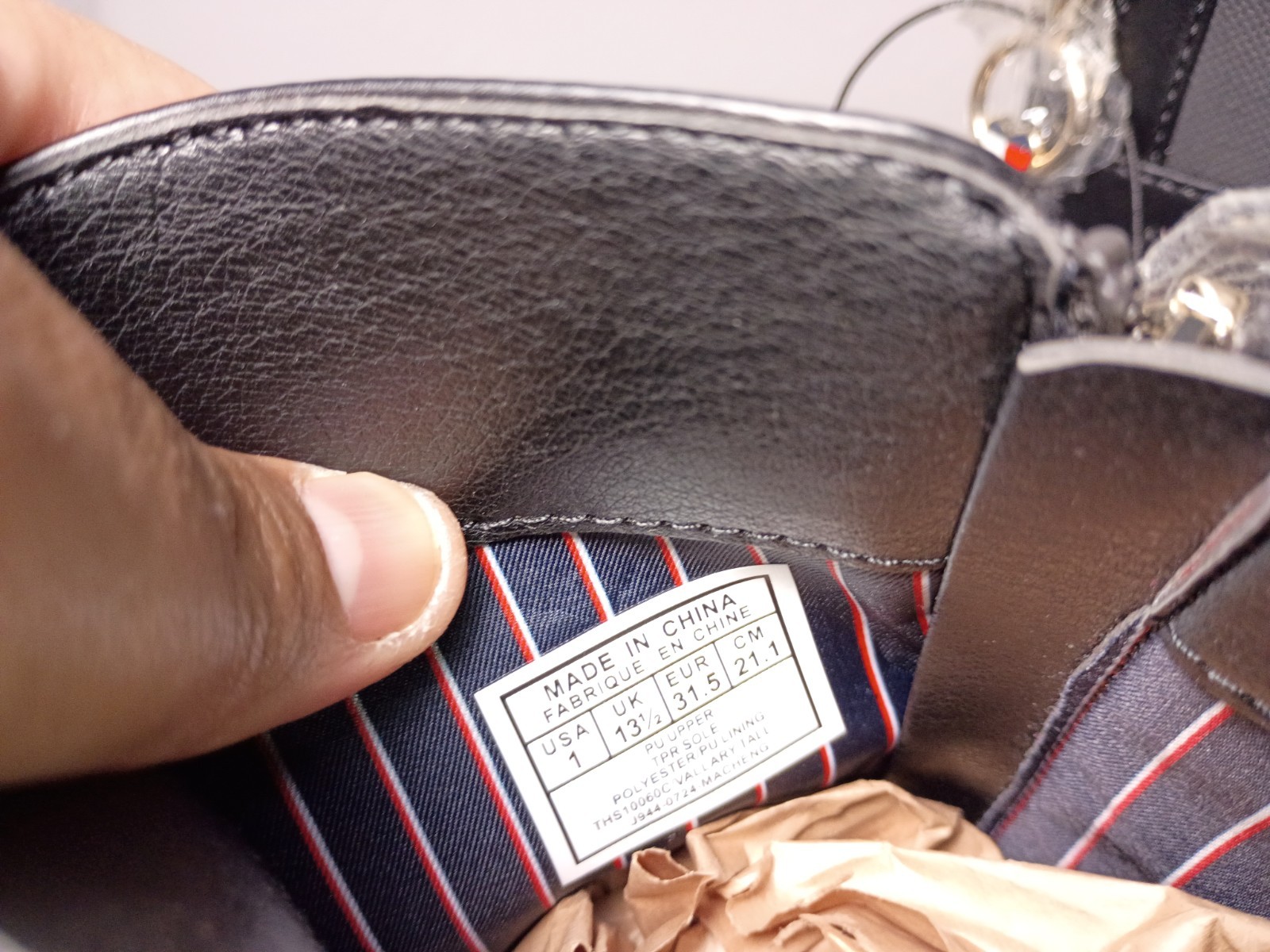 NWOB Tommy Hilfiger Kids Black Faux Leather Vallary Mid-calf Riding Boots Size 1 thumbnail 8