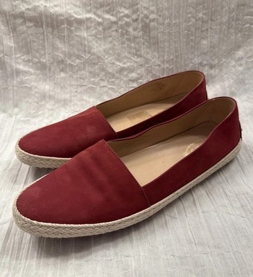 TOD S Rosewood Nubuck Leather  Suede Flat Espadrille US 9, EU 39.5 Classic
